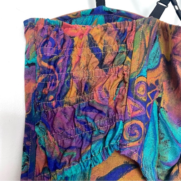 Vintage 90s Deadstock CHRISTINA FAIRBANKS Bustier Top Abstract Print Coin Fringe - Picture 8 of 12